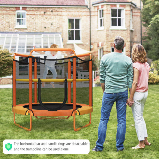 5 Feet Kids 3-in-1 Game Trampoline with Enclosure Net Spring Pad-Orange