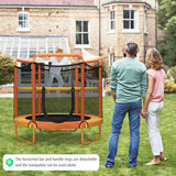 5 Feet Kids 3-in-1 Game Trampoline with Enclosure Net Spring Pad-Orange