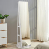 360° Rotating Mirrored Jewelry Cabinet Armoire 3 Color LED Modes Lockable-White