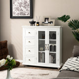 Buffet Sideboard Table Kitchen Storage Cabinet with Drawers and Doors-White