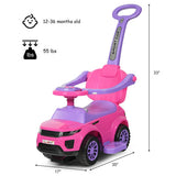 Honey Joy 3 in 1 Ride on Push Car Toddler Stroller Sliding Car with Music-Pink