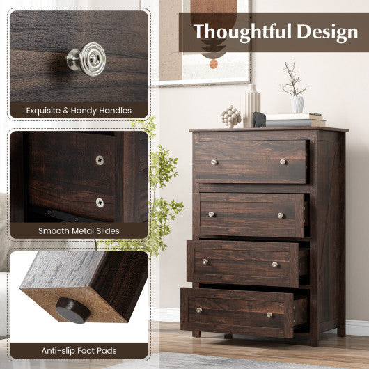 4 Drawer Dresser for Closet Hallway Living Room Nursery-Brown