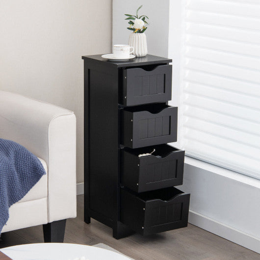 4-Drawer Freestanding Floor Cabinet with Anti-Toppling Device-Black