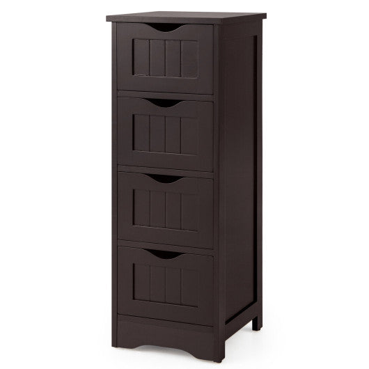 4-Drawer Freestanding Floor Cabinet with Anti-Toppling Device-Dark Brown