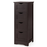 4-Drawer Freestanding Floor Cabinet with Anti-Toppling Device-Dark Brown