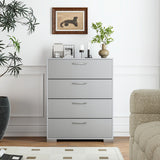 4 Drawer Storage Cabinet with Metal Legs Handles with Anti-Toppling Devices-Gray