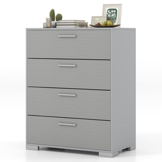 4 Drawer Storage Cabinet with Metal Legs Handles with Anti-Toppling Devices-Gray