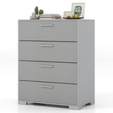 4 Drawer Storage Cabinet with Metal Legs Handles with Anti-Toppling Devices-Gray