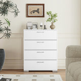 4 Drawer Storage Cabinet with Metal Legs Handles with Anti-Toppling Devices-White