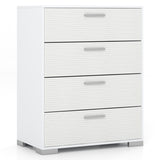 4 Drawer Storage Cabinet with Metal Legs Handles with Anti-Toppling Devices-White