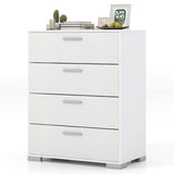 4 Drawer Storage Cabinet with Metal Legs Handles with Anti-Toppling Devices-White
