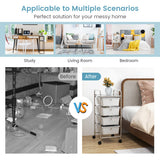 4-Drawer Cart Storage Bin Organizer Rolling with Plastic Drawers-White