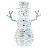 4 Feet Iridescent Christmas Snowman with White LED Lights and Ground Stakes