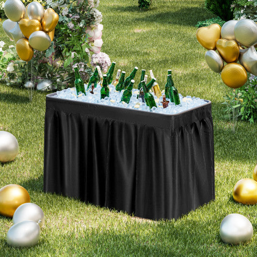 4 Feet Plastic Party Ice Folding Table with Matching Skirt-Black