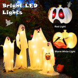 4 PCS Halloween Light up White Cloth Ghost Family with Red and Warm White LED Lights