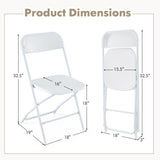 4 Pack Metal Folding Chairs with Plastic Seat and Back-White