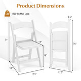 4 Pack Resin Folding Chairs with Padded Seat-White