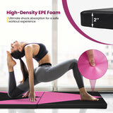 4-Panel PU Leather Folding Exercise Gym Mat with Hook and Loop Fasteners-Black & Pink