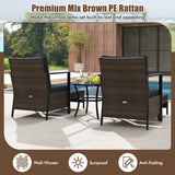 4 Piece Outdoor Furniture Set with Glass Topped Coffee Table-Black