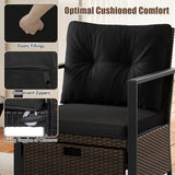 4 Piece Outdoor Furniture Set with Glass Topped Coffee Table-Black