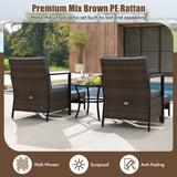 4 Piece Outdoor Furniture Set with Glass Topped Coffee Table-Gray