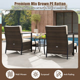 4 Piece Outdoor Furniture Set with Glass Topped Coffee Table-White
