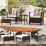 4 Piece Outdoor Furniture Set with Glass Topped Coffee Table-White
