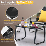 4 Pieces Outdoor Conversation Set with Tempered Glass Coffee Table-Black