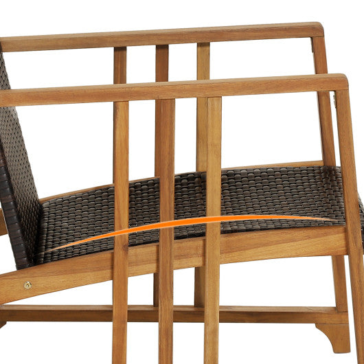 4 Pieces Patio Rattan Conversation Set with Seat and Back Cushions-Off White