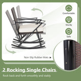 4 Pieces Rattan Patio Rocking Furniture Set with Loveseat and Coffee Table
