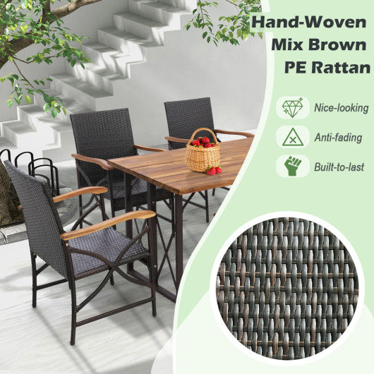 Set of 2/4 Patio Wicker Chairs with Soft Zippered Cushion-Set of 4