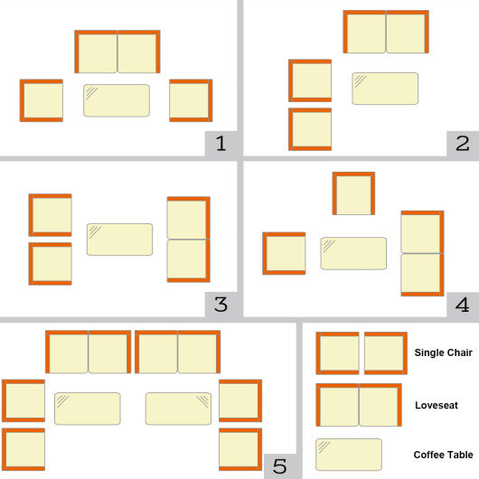 4 Pieces Comfortable Outdoor Rattan Sofa Set with Glass Coffee Table-Beige & Gray