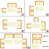 4 Pieces Comfortable Outdoor Rattan Sofa Set with Glass Coffee Table-Beige & Gray