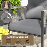 4 Pieces Outdoor PE Rattan Conversation Sofa Set with Cushions-Grey