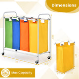 136L Large Capacity 4-Section Laundry Sorter