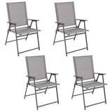 Set of 4 Patio Folding Chair Set with Rustproof Metal Frame-Gray