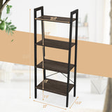 4-Tier Bookshelf with Metal Frame and Adjustable Foot Pads-Oak