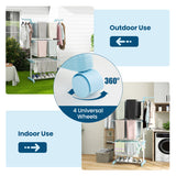 4-tier Clothes Drying Rack with Rotatable Side Wings and Collapsible Shelves-Navy