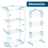 4-tier Clothes Drying Rack with Rotatable Side Wings and Collapsible Shelves-Navy