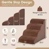 4-Tier Foam Non-Slip Dog Steps with Washable Zippered Cover-Brown