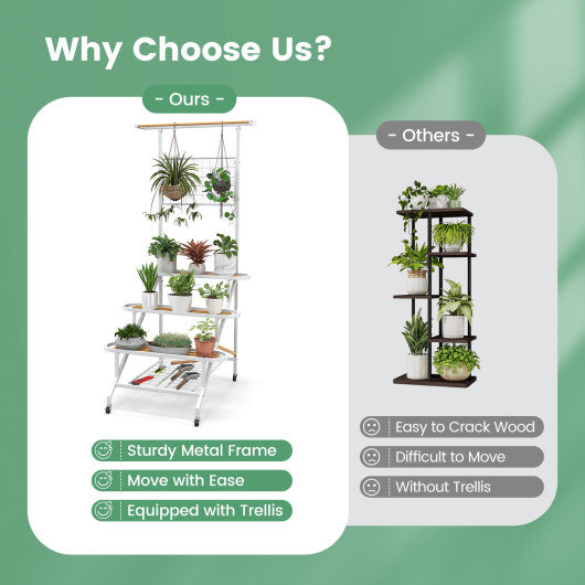 4-Tier Hanging Plant Stand with Hanging Bar