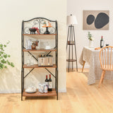 4-Tier Industrial Kitchen Baker's Rack with Open Shelves and X-Bar-Light Brown