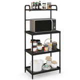 4-Tier Kitchen Microwave Storage Rack with Metal Shelves-Black