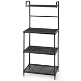 4-Tier Kitchen Microwave Storage Rack with Metal Shelves-Black