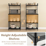 4-Tier Kitchen Microwave Storage Rack with Metal Shelves-Black