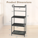 4-Tier Kitchen Microwave Storage Rack with Metal Shelves-Black