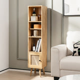 4 Tiers Rattan Storage Cabinet with Slim Design-Natural