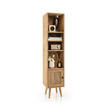 4 Tiers Rattan Storage Cabinet with Slim Design-Natural