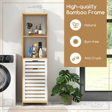 3-Tier Tilt-Out Laundry Hamper with Storage Shelves for Laundry Room-Natural and White