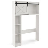 4-Tier Over The Toilet Storage Cabinet with Sliding Barn Door and Storage Shelves-White